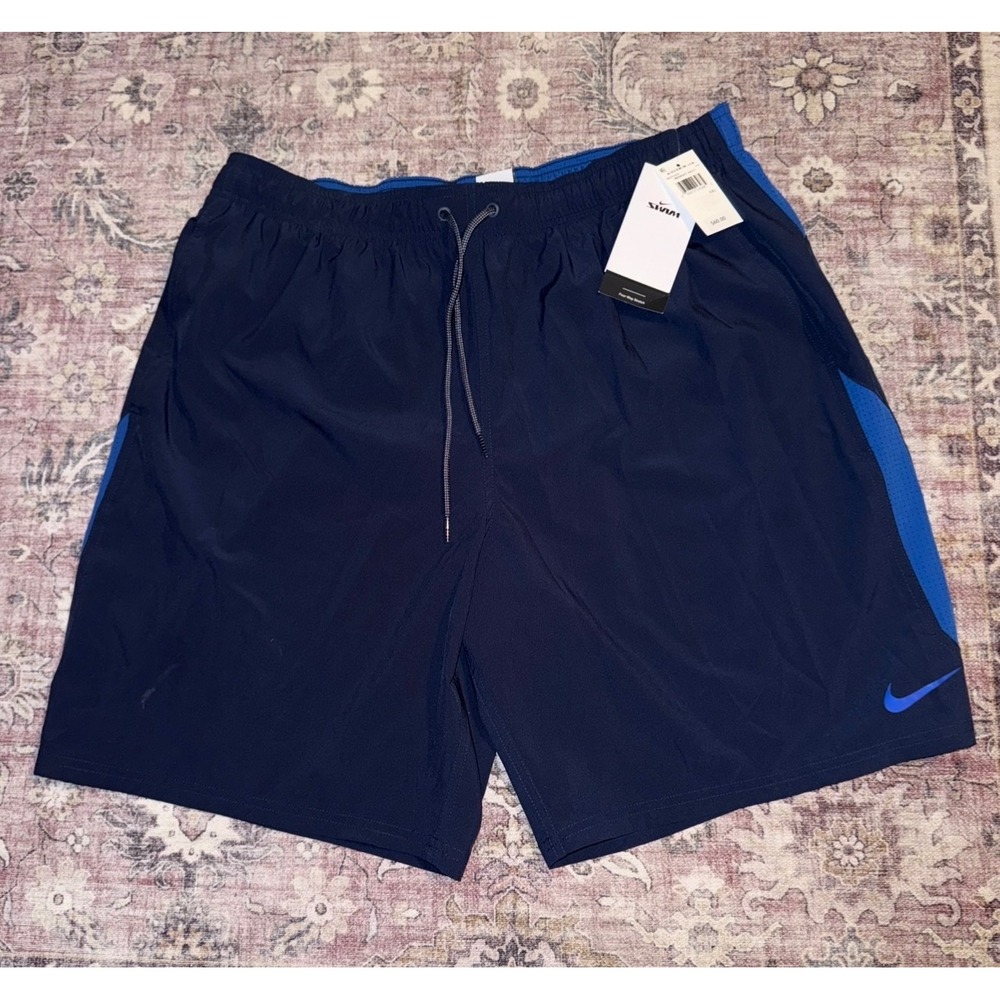 Nike Swim Mens Contend Water-Repellent Swim Trunks Midnight Blue XXL NWT - Picture 1 of 5